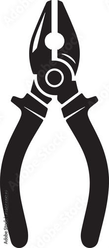 Pair of Pliers Silhouette Vector | Black Vector Art Illustration for Tool and Hardware