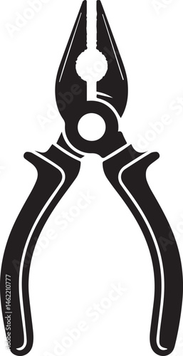 Pair of Pliers Silhouette Vector | Black Vector Art Illustration for Tool and Hardware
