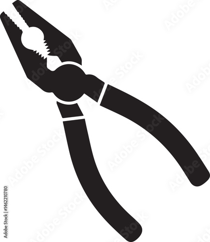 Pair of Pliers Silhouette Vector | Black Vector Art Illustration for Tool and Hardware
