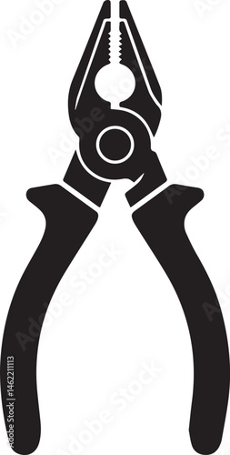 Pair of Pliers Silhouette Vector | Black Vector Art Illustration for Tool and Hardware