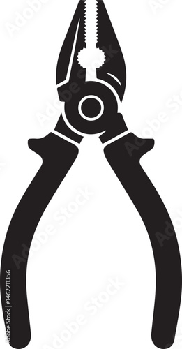 Pair of Pliers Silhouette Vector | Black Vector Art Illustration for Tool and Hardware
