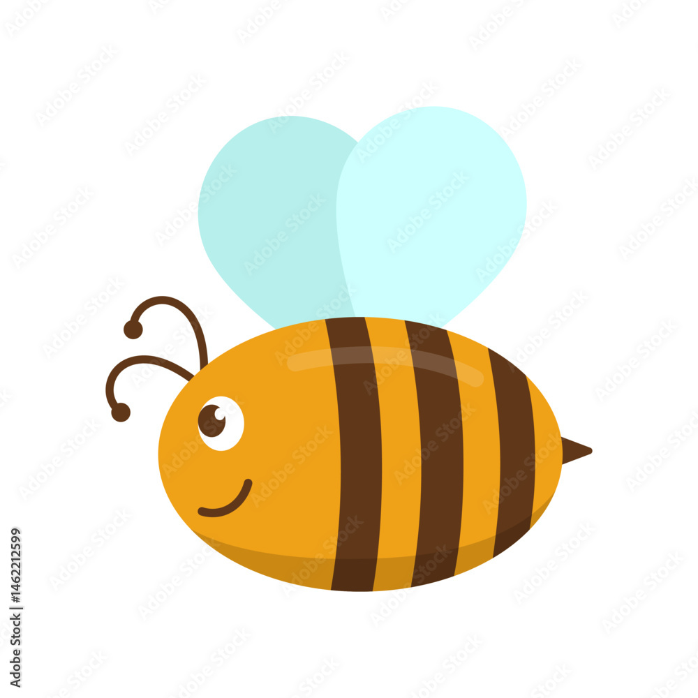 Obraz premium Cute and adorable bee flat illustration isolated on white background