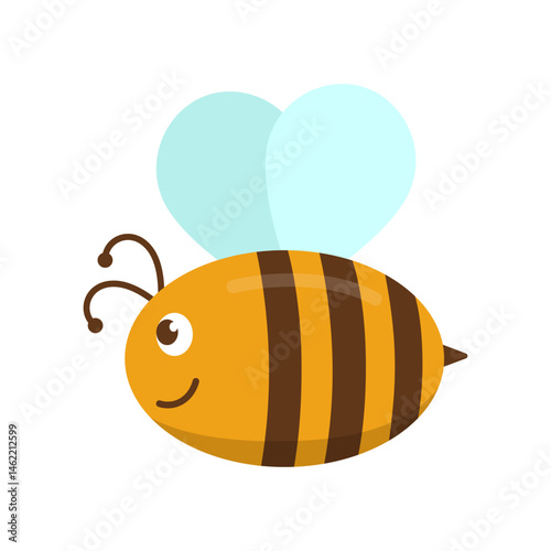 Cute and adorable bee flat illustration isolated on white background