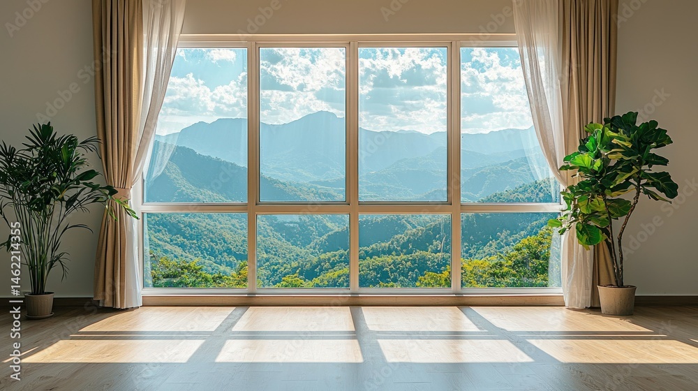 Fototapeta premium Mountain View from a Spacious Room
