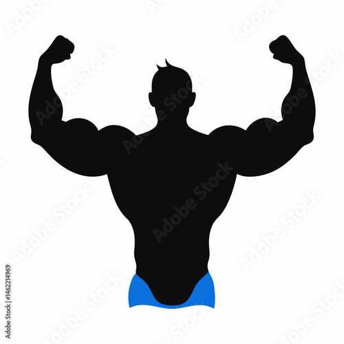 Silhouette Art Illustration of a Bodybuilder