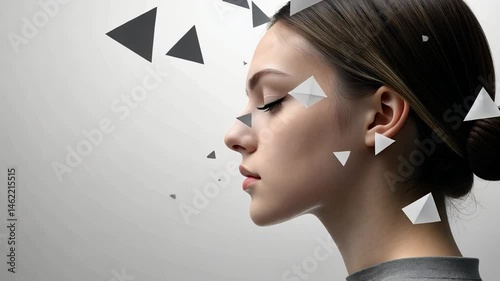 Woman with abstract geometric shapes