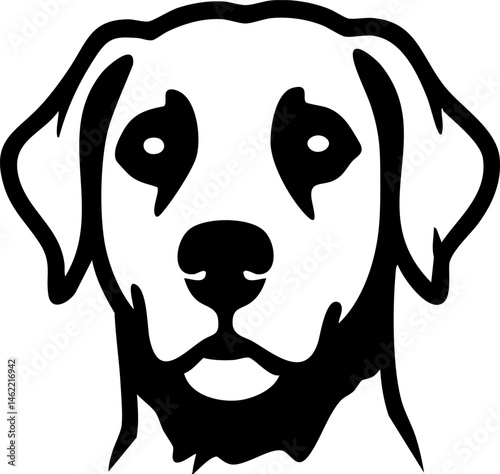 Minimalist dog head illustration in black and white offers a clean aesthetic Perfect for pet-themed designs or branding.
