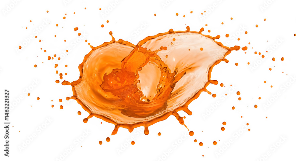 Vibrant orange liquid splash against a black background. Dynamic and energetic.