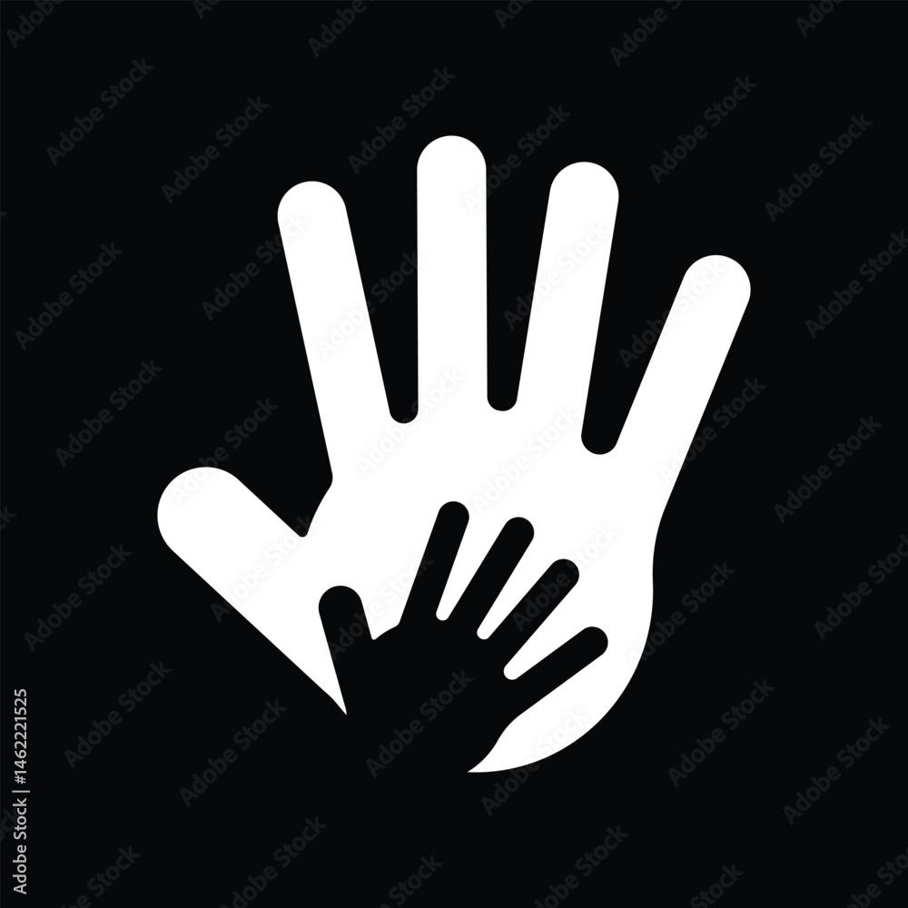 Fototapeta premium Help Hand Icon Black Contrast