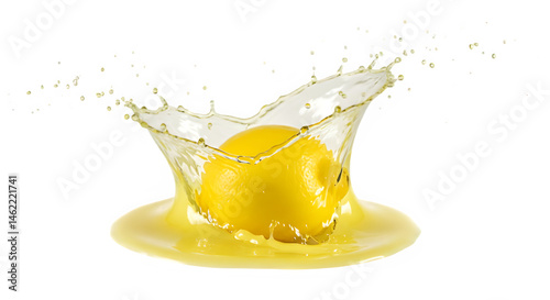 Obraz na płótnie A vibrant yellow lemon creates a stunning splash as it lands in a pool of its own juice. w salonie