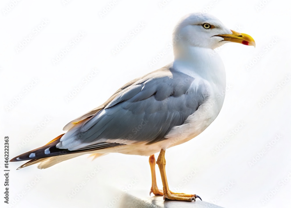 Fototapeta premium Isolated Seagull, White Background, Bird, Wildlife, Aerial Drone Photography