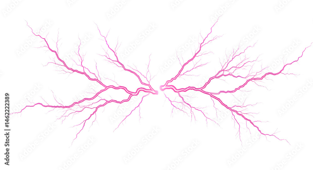 Pink fractal art resembling a branching network or a stylized tree.