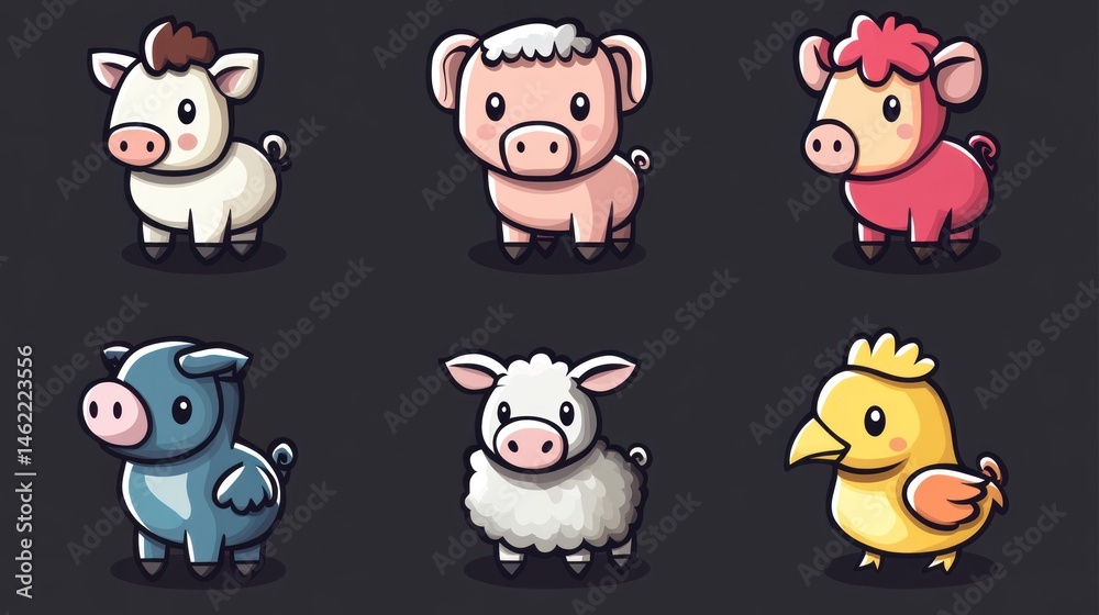 Obraz premium Cute farm animals (2)