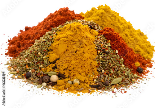 Obraz na płótnie A vibrant mix of warm spices, including turmeric, paprika, and herbs. w salonie