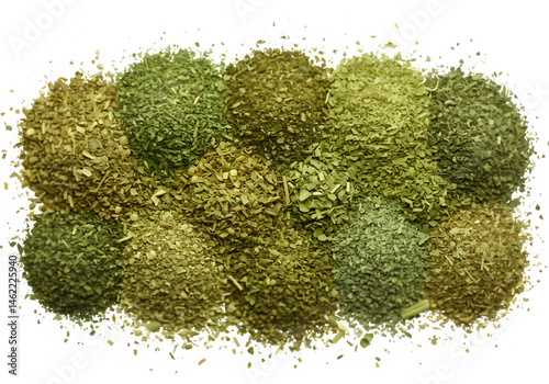 Obraz na płótnie Aromatic herbs and spices in various shades of green, creating a vibrant and flavorful image. w salonie