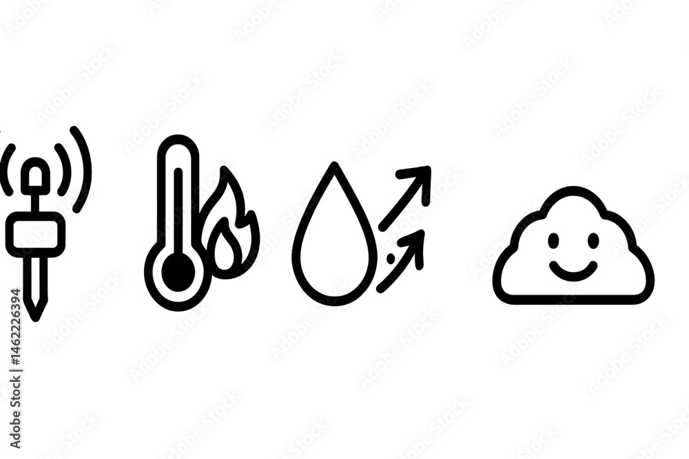 Obraz premium Compost‑IoT icons merging stick, bar, droplet, arrow, face