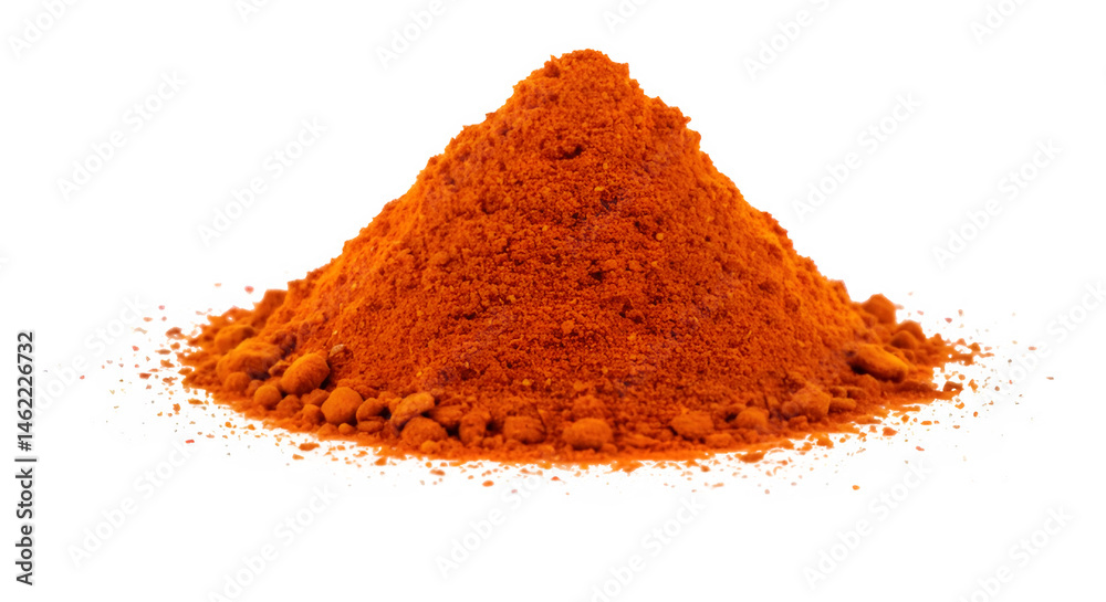 A vibrant pile of bright orange spice powder, perfect for adding warmth and flavor to your culinary creations.