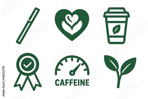 Icons for Café‑eco include a stirrer, heart, cup, ribbon, dial, and leaf