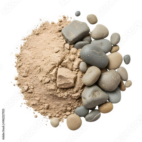 Obraz na płótnie A pile of light brown sand with various sizes and colors of rocks. w salonie