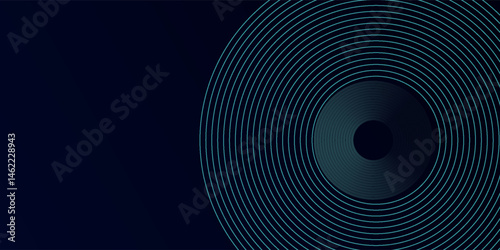 Blue abstract background with glowing circles. Swirl circular lines pattern. Geometric spiral. Twirl element. Modern graphic design. Futuristic technology concept.