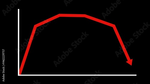 Animated graph showing a rise plateau and fall representing data trends