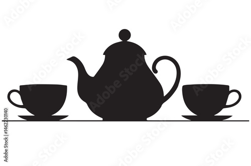 Japanese tea pot and cup icon vector