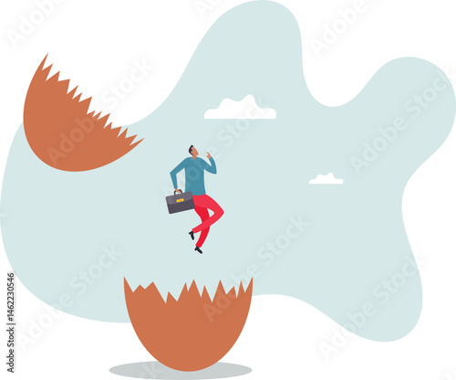 Newbie or beginner just start new business, entrepreneur or start up, begin new job position or out of comfort or safe zone.character for design.