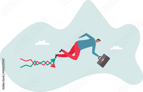 Financial investment volatility, uncertainty or change in business and stock market due to Coronavirus crisis.character for design.