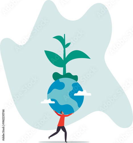 Climate change and global warming responsibility, world leader commitment to take care our planet earth.character for design.