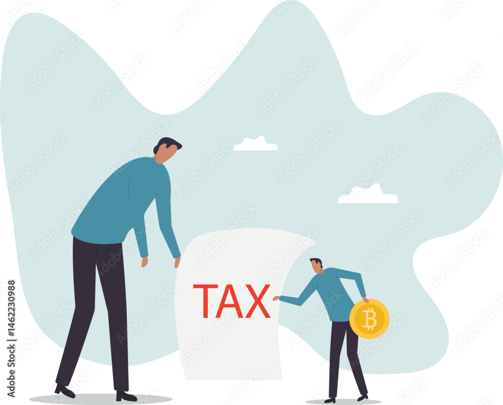 Obraz premium Crypto currency tax, government make crypto investor to pay tax for capital gain or profit.character for design.