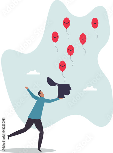 Relaxation to let anxiety and negative thought fly away, mentally relieve or mindfulness to cure depression,character for design.