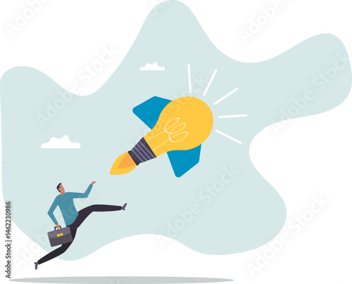 Boost creative idea, imagination, innovation or technology to help success,character for design.
