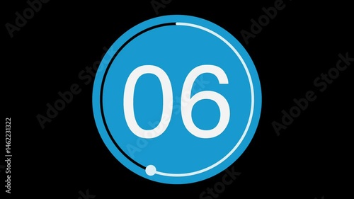 Digital countdown timer from ten to zero on a black background animation
