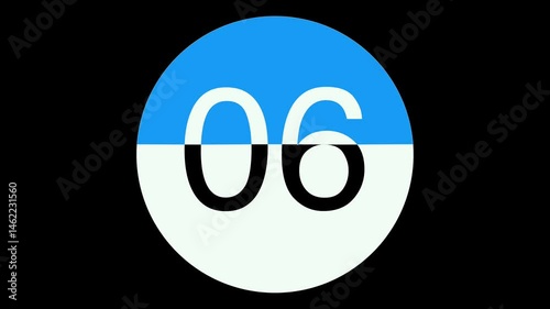 Countdown timer from ten to zero with a blue and white color scheme on black background
