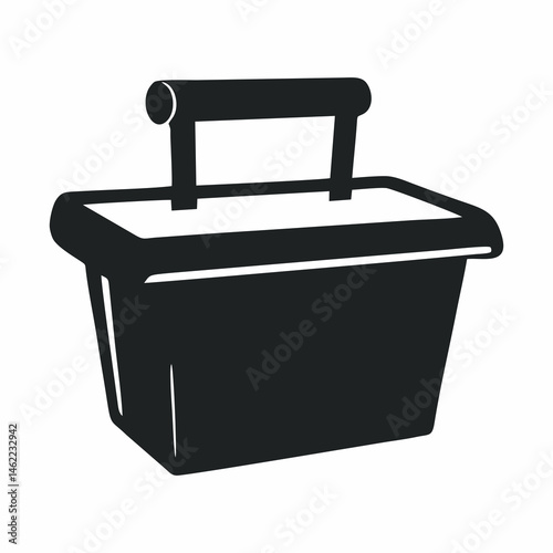 Black Toolbox Vector Icon – Flat Tool Case Symbol