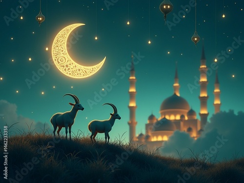 Eid ul Azha Eid Mubarak design for islamic festible.	