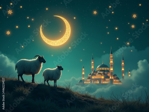 Eid ul Azha Eid Mubarak design for islamic festible.	