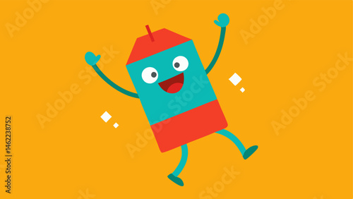 Jumping Jacks A price tag doing jumping jacks arms and legs stretched wide with a burst of bright playful colors signifying excitement for the upcoming sales.