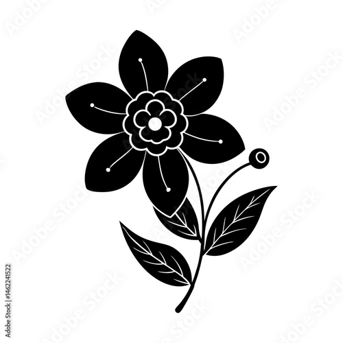 Spring Floral Brooch silhouette vector