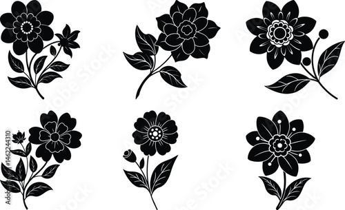 Spring Floral Brooch silhouette vector