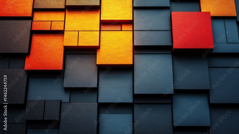 Fototapeta premium Abstract Geometric Pattern in Vibrant Colors on Dark Background
