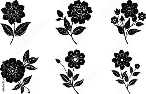 Spring Floral Brooch silhouette vector