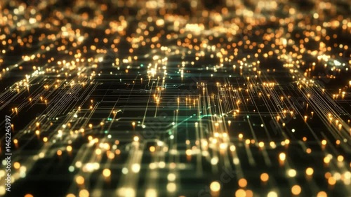 Abstract Technology Background with Glowing Circuit Board Pattern Visualization