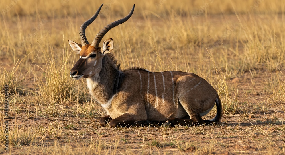 Fototapeta premium Nyala Resting in African Grassland