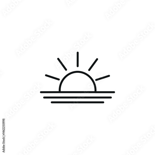 Minimal Sunrise Icon – Clean Line Art Symbol of Morning, Nature, and New Beginnings