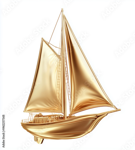 Financial element 3D golden sailboat