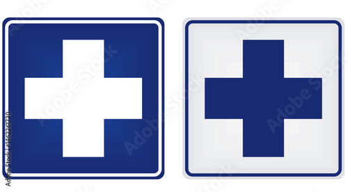 Hospital sign with cross. vector