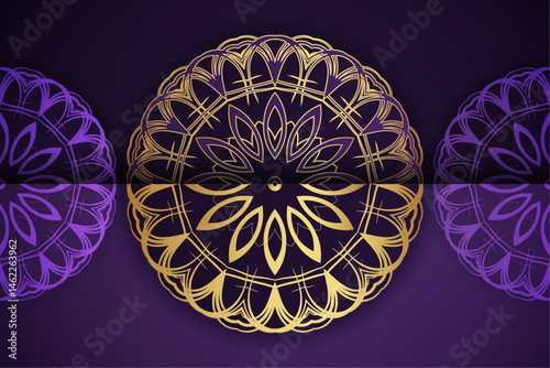 Purple Gold Mandala with Eye Symbol and Radiating Pattern

 photo