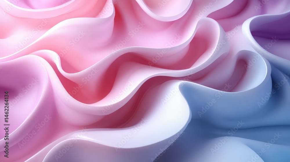 Obraz premium Flowing Waves of Soft Pink and Blue Fabric Textures in Motion