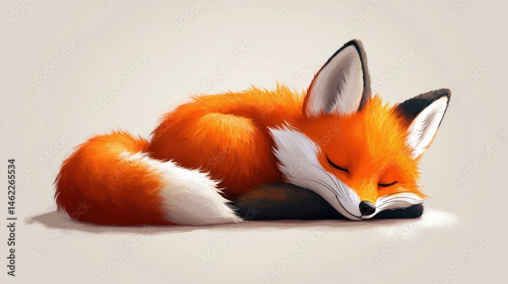 Fototapeta premium Cute sleeping fox (1)